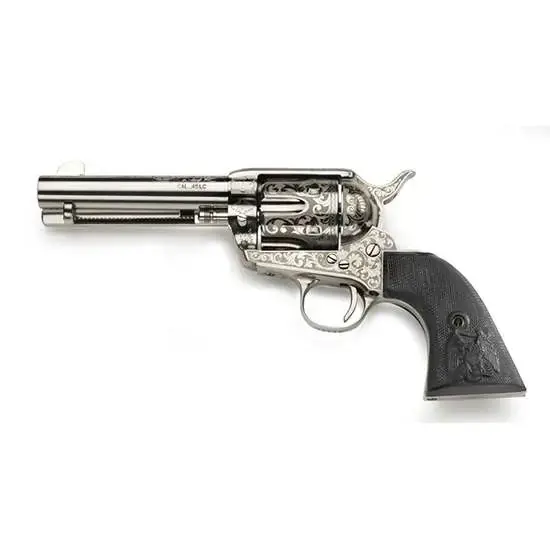 Taylors and Company OG1402 1873 Cattleman Outlaw Legacy Engraved 45 Colt (LC) 6 Round 4.75" Nickel Engraved Ivory Synthetic Grip