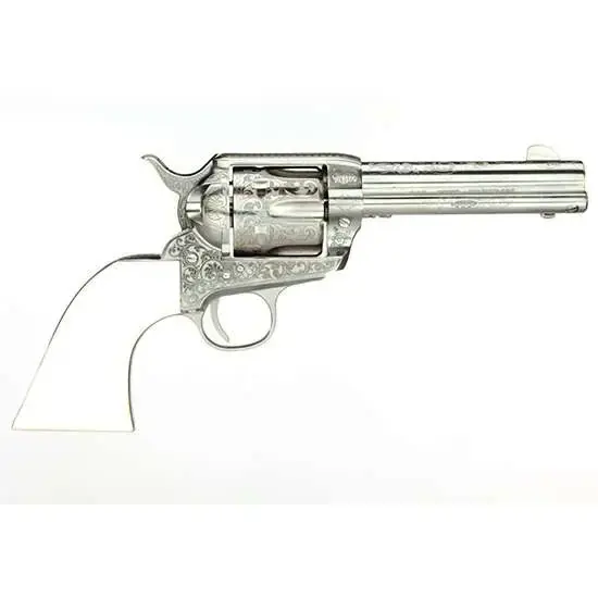Taylors and Company OG1403 1873 Cattleman Outlaw Legacy Engraved 357 Mag 6 Round 4.75" Nickel Engraved Ivory Synthetic Grip