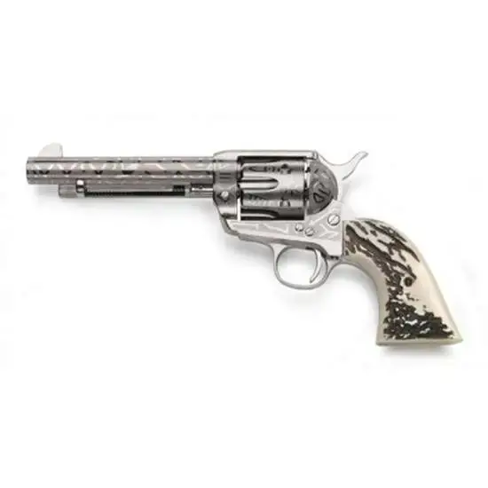 Taylors and Company OG1408 1873 Cattle Brand 45 Colt (LC) 6 Round 5.50" Nickel Engraved Stag Imitation Grip
