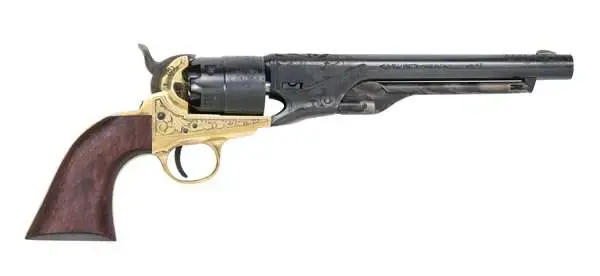 Traditions FR186012 1860 Army Break Open 44 Cal #11 Percussion 8" 6rd Brass Engraved Frame Blued Engraved Barrel Blued Cylinder Walnut Grip