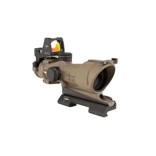 Trijicon 100555 ACOG 4x 32mm Obj 36.80 ft @ 100 yds FOV Flat Dark Earth Finish Illuminated Amber Crosshair 223