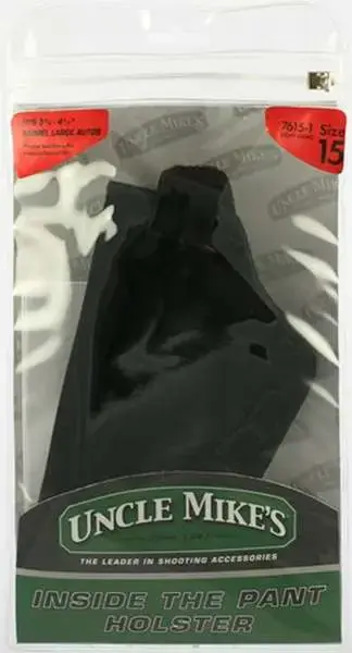 Uncle Mikes 7615 Inside The Pants with Retention Strap 3.75-4.5" Lg Auto Suede Black