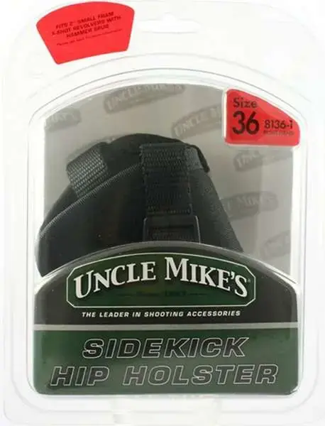Uncle Mikes 81361 Sidekick Belt 2-3" Sm Frame 5-Shot Revolver w/Hammer Spur Nylon Black