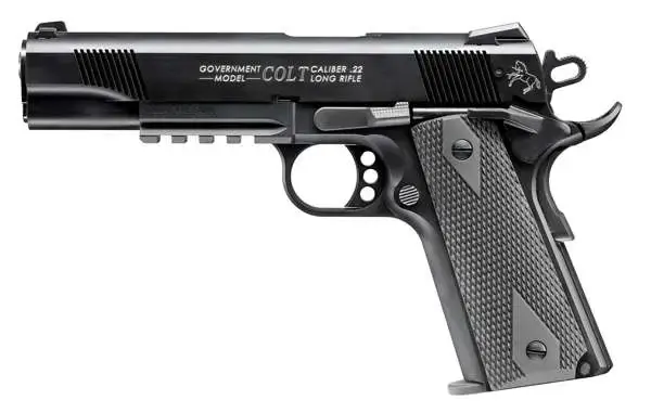 Walther Arms 517030810 1911 Colt Government A1 22 LR 5" 10+1 Black Black Polymer Grip with Rail