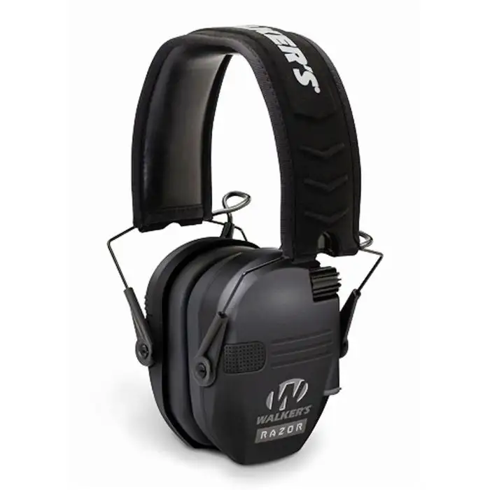 Walkers GWPRSEM Razor Slim Electronic Polymer 23 dB Over the Head Black Ear Cups w/Black Band