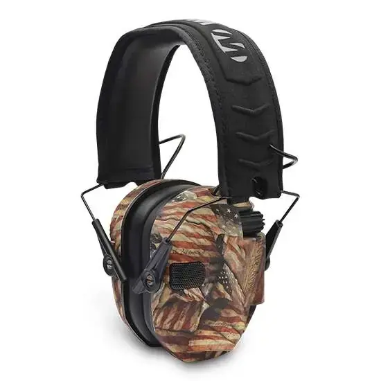 Walkers GWPRSEMBARM Razor Slim Electronic Polymer 23 dB Over the Head USA Flag Ear Cups w/Black Band