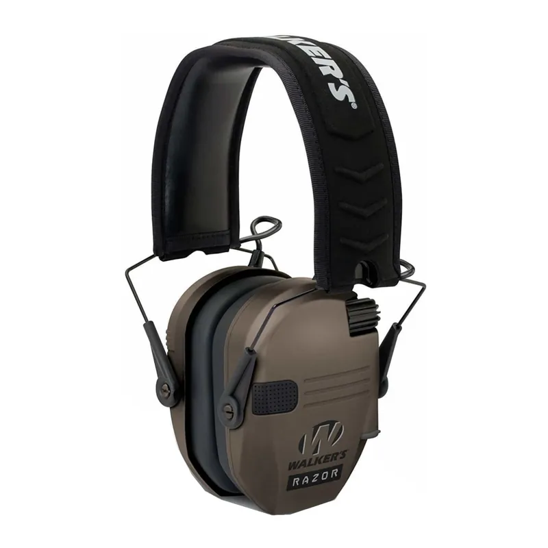 Walkers GWPRSEMFDE Razor Slim Electronic Polymer 23 dB Over the Head Flat Dark Earth Ear Cups w/Black Band