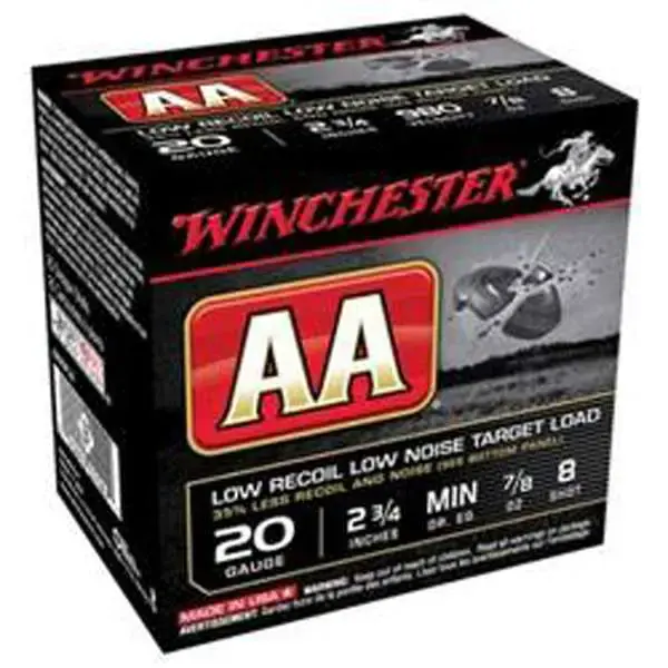 Winchester Ammo AA20FL8 AA Low Recoil Low Noise 20 Gauge 2.75 7/8 oz 8 Shot 25 Round Box