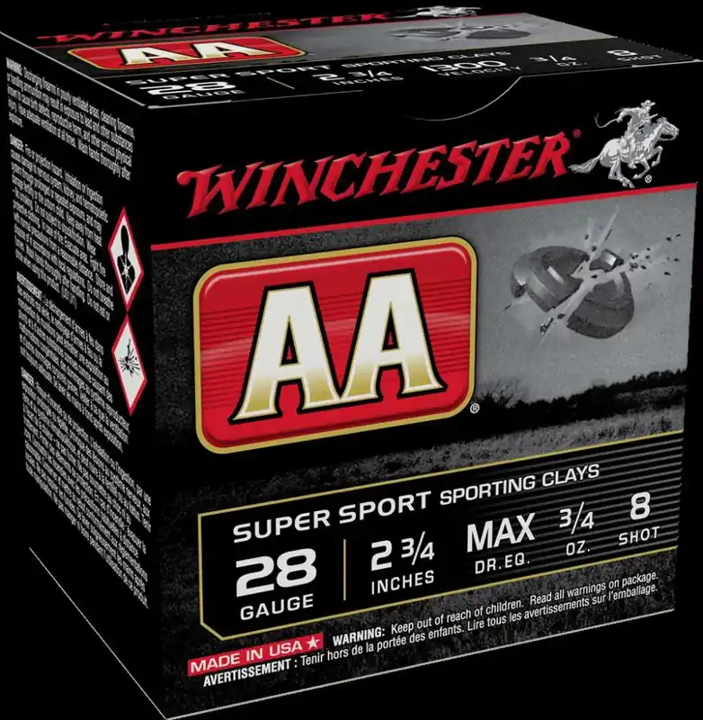 Winchester Ammo AASC288 AA Sporting Clay 28 Gauge 2.75 3/4 oz 8 Shot 25 Round Box