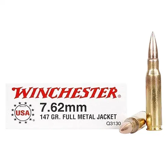 Winchester Ammo Q3130 USA 7.62x51mm NATO 147 gr Full Metal Jacket (FMJ) 20 Round Box