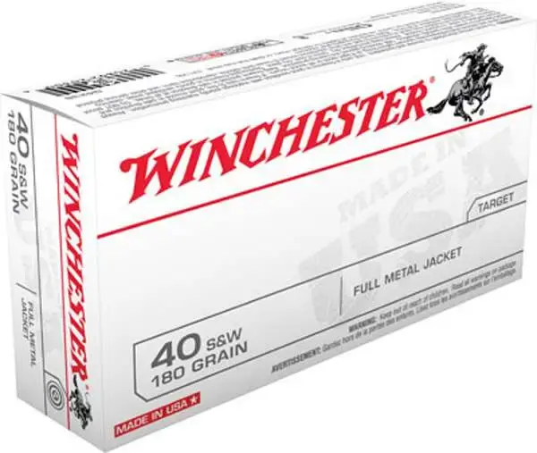 Winchester Ammo Q4238 USA 40 S&W 180 gr Full Metal Jacket (FMJ) 50 Round Box