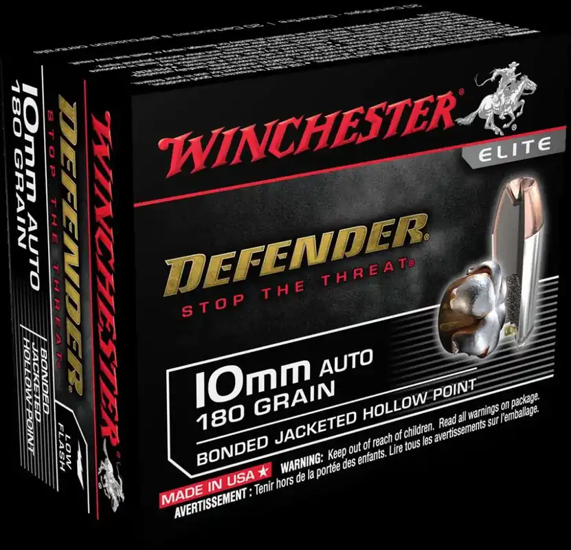 Winchester Ammo S10MMMPDB Defender 10mm Auto 180 gr Bonded Jacket Hollow Point 20 Round Box