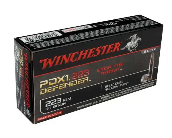 Winchester Ammo S223RPDB Defender 223 Rem 60 gr Split Core Jacketed Hollow Point 20 Round Box