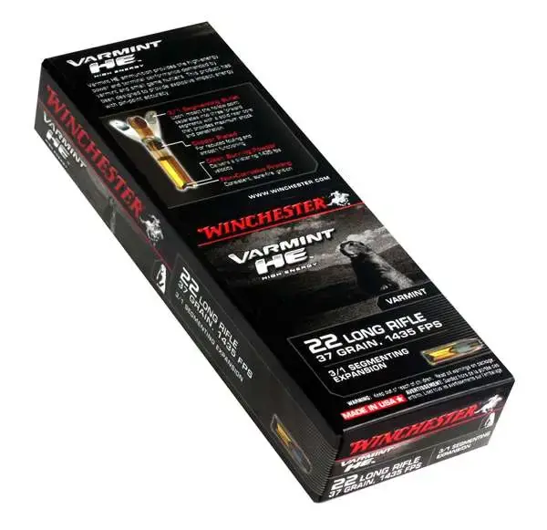 Winchester Ammo S22LRFSP Varmint HE 22 LR 37 gr Hollow Point (HP) 50 Round Box