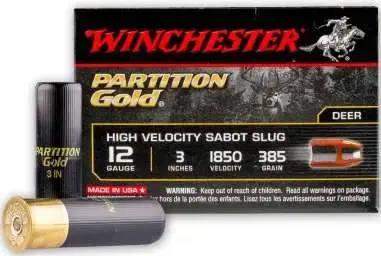 Winchester Ammo SSP123 Partition Gold HV Sabot Slug 12 Gauge 3 385 GR 5 Round Box