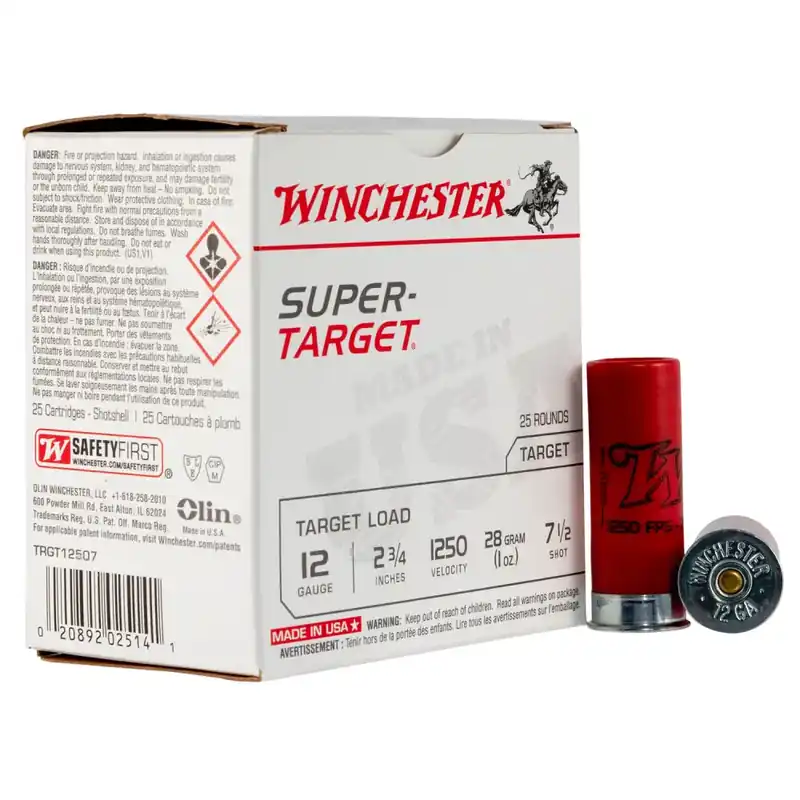 Winchester Ammo TRGT12507 Super Target 12 Gauge 2.75 1 oz 7.5 Shot 25 Round Box