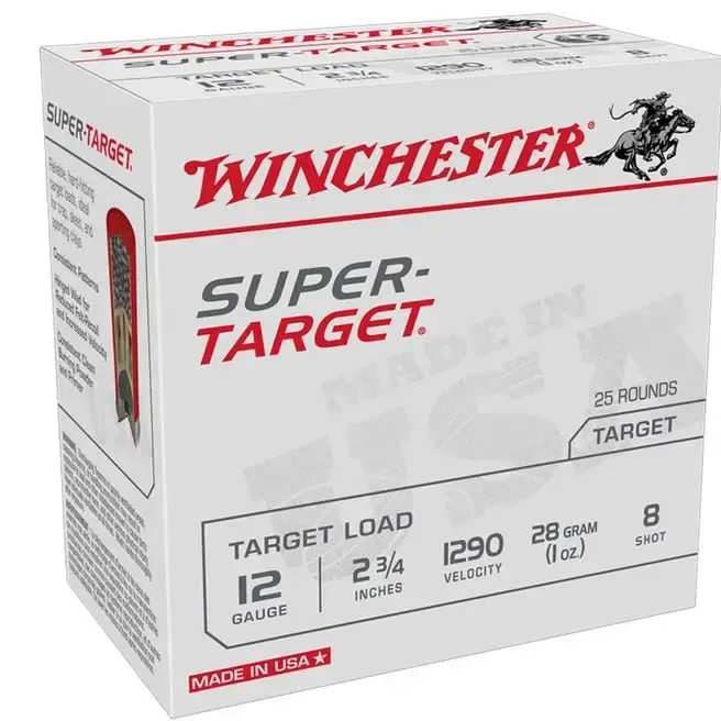 Winchester Ammo TRGT12908 Super Target 12 Gauge 2.75 1 oz 8 Shot 25 Round Box