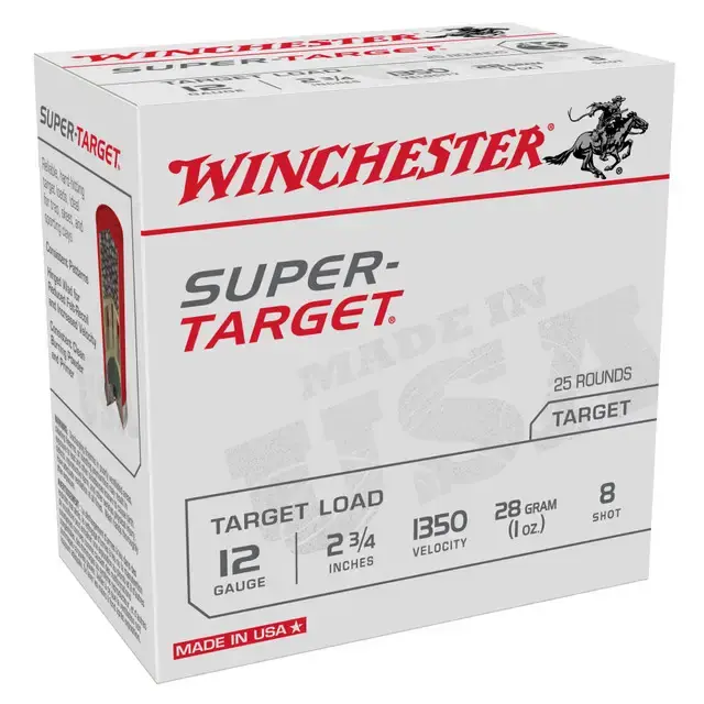 Winchester Ammo TRGT13508 Super Target 12 Gauge 2.75 1 oz 8 Shot 25 Round Box