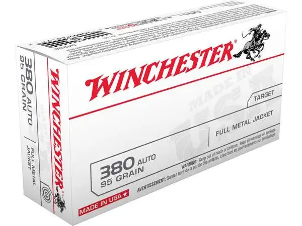 Winchester Ammo USA380W USA 380 ACP 95 gr Full Metal Jacket (FMJ) 200 Round Box