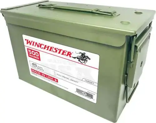 Winchester Ammo USA45AC USA 45 ACP 230 gr Full Metal Jacket (FMJ) 500 Round Box (Ammo Can)