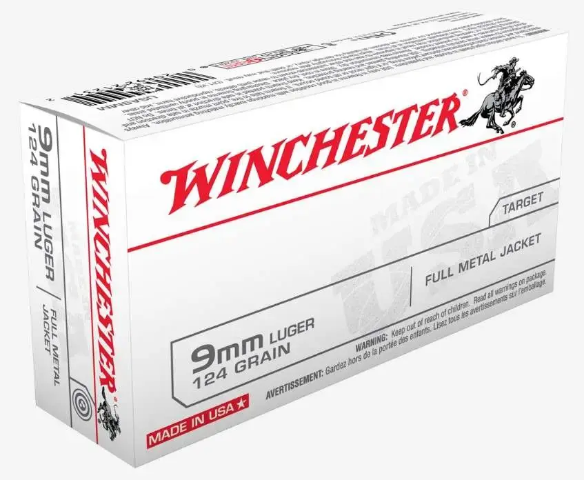 Winchester Ammo USA9MM USA 9mm Luger 124 gr Full Metal Jacket (FMJ) 50 Round Box