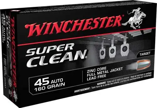 Winchester Ammo W45LF Super Clean 45 ACP 165 gr Full Metal Jacket (FMJ) 50 Round Box