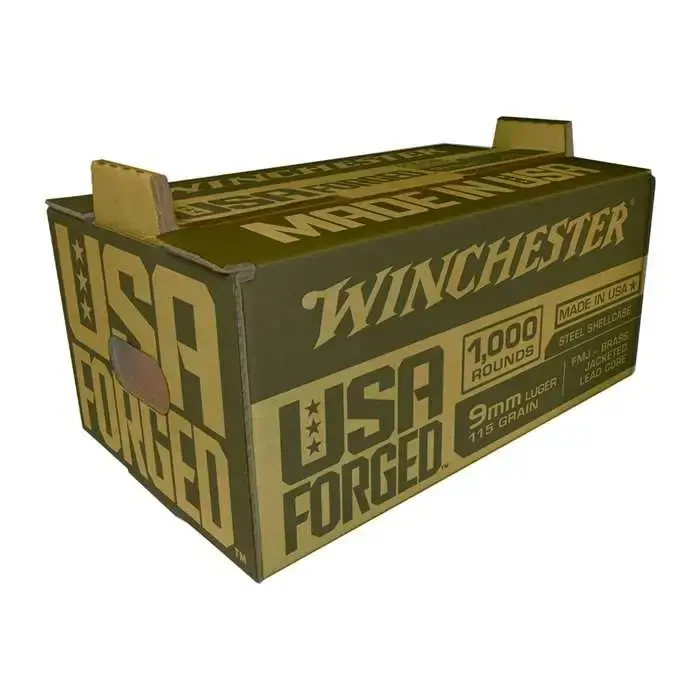 USA FORGED 9MM 115GR STEEL CASE FMJ BRASS-JACKETED LEAD CORE 1000 RD