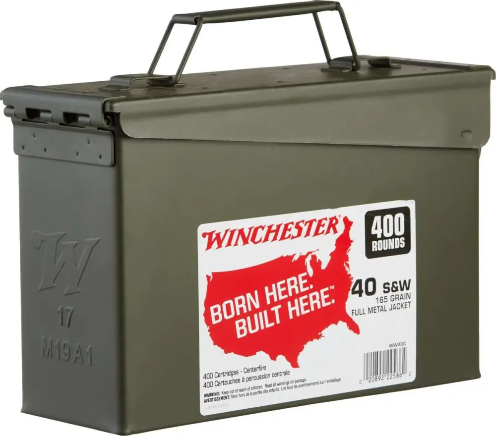 Winchester Ammo WW40C USA 40 S&W 165 gr Full Metal Jacket Truncated-Cone (TCFMJ) 400 Can/ 2 Cs