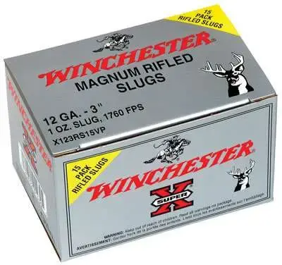 Winchester Ammo X123RS15VP Super-X Rifled Slug Hollow Point 12 Gauge 3 1 oz Slug Shot 15 Round Box