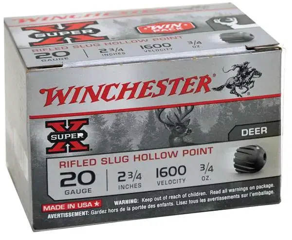 Winchester Ammo X20RSM5VP Super-X Rifled Slug Hollow Point 20 Gauge 2.75 3/4 oz 15 Round Box