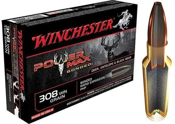Winchester Ammo X3086BP Power Max Bonded 308 Win 180 gr Protected Hollow Point 20 Round Box