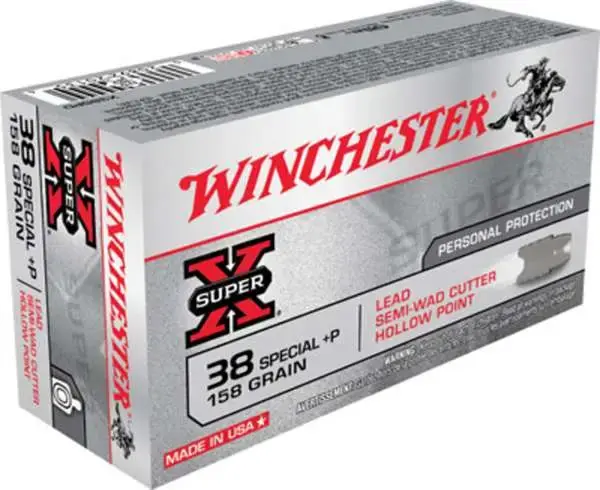Winchester Ammo X38SPD Super-X 38 Special +P 158 gr Lead Semi Wadcutter HP 50 Round Box