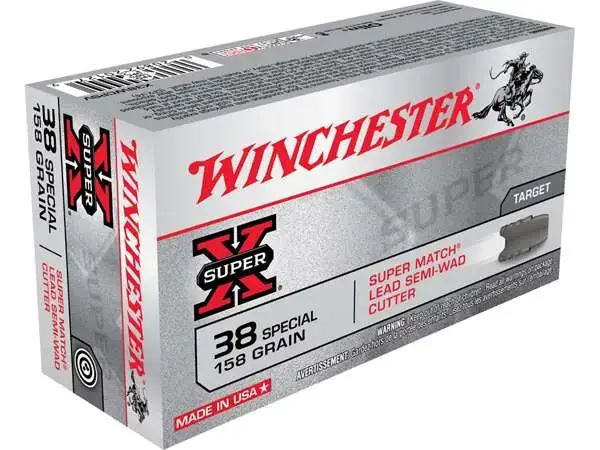 Winchester Ammo X38WCPSV Super-X 38 Special 158 gr Lead Semi Wadcutter (LSWC) 50 Round Box