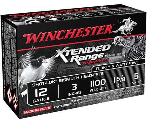 Winchester Ammo XRB1235 Xtended Range Bismuth Shot-Lok 12 Gauge 3 1 5/8 oz 5 Shot 10 Round Box