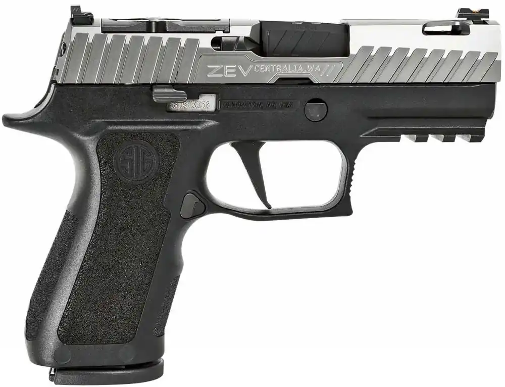 ZEV GUNMODZ320XCOMPACTOCTA Z320 XCompact 9mm Luger 3.60" 15+1 Black Titanium Gray Octane Slide Black XCompact Polymer Grip