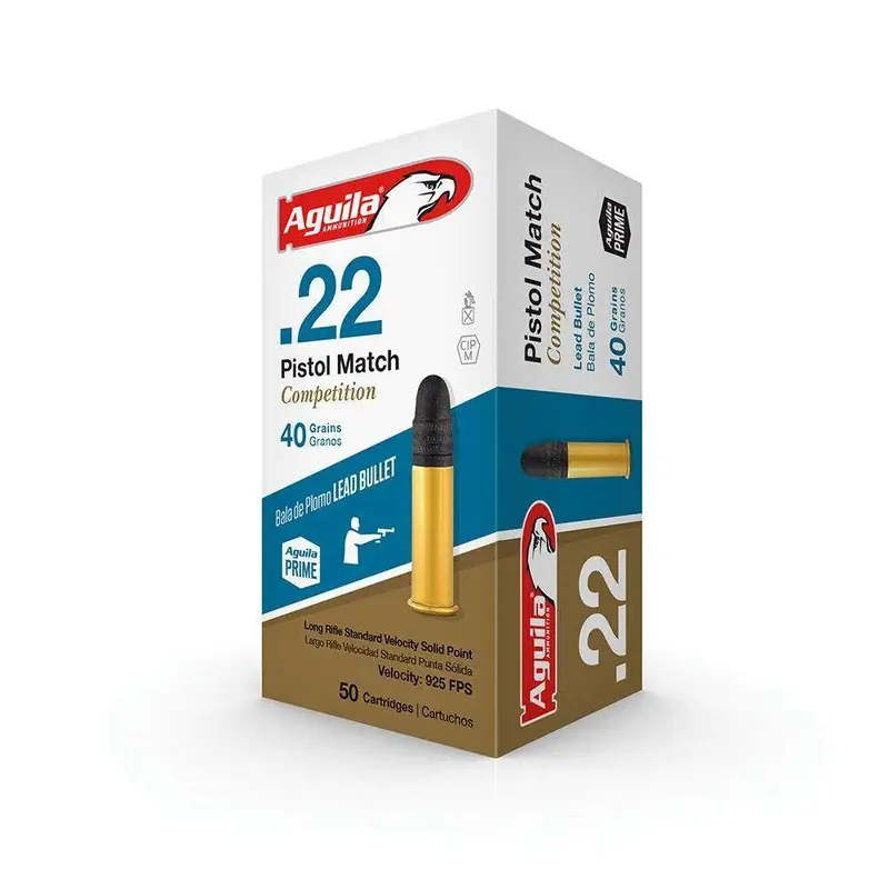 Aguila 1B222516 Match 22 LR 40 gr Lead Solid Point 50 Round Box