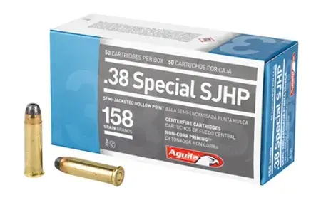 Aguila 1E382520 Pistol 38 Special 158 gr Semi Jacketed Hollow Point (SJHP) 50 Round Box