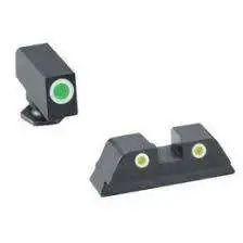AmeriGlo GL431 Classic 3 Dot Night Sight Fits Glock 42/43 Tritium Green w/White Outline Front Tritium Yellow w/White Outline Rear