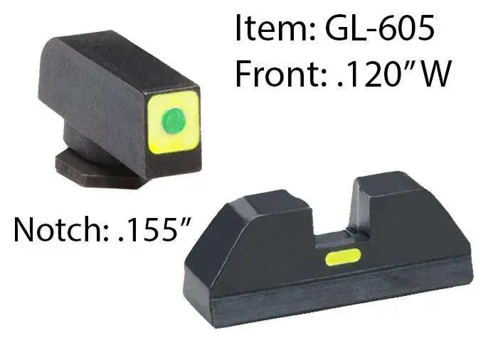 AmeriGlo GL605 CAP Night Sight Fits Glock 42/43 Tritium Green w/LumiGreen Outline Front Black w/Paint LumiGreen Rear