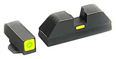 AmeriGlo GL614 CAP Night Sight Fits Glock 17/19 Tritium Green Tritium w/LumiGreen Outline Front Black w/Paint LumiGreen Rear