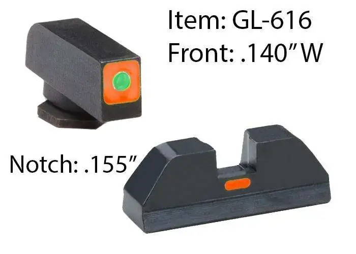 AmeriGlo GL616 CAP Night Sight Fits Glock Tritium Green w/Orange Outline Front Paint Black w/Orange Line Rear Black