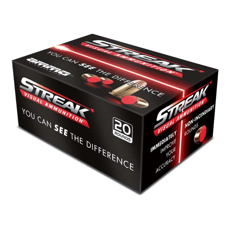 Ammo Inc 9115JHPSTRKR Streak 9mm Luger 115 gr Jacketed Hollow Point (JHP) 20 Round Box
