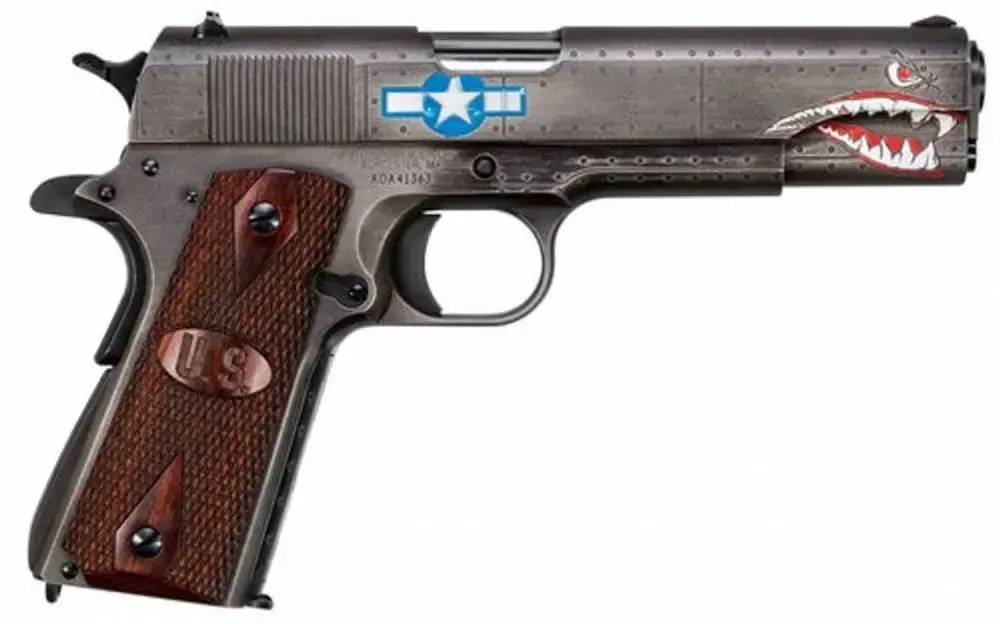Thompson 1911BKOWC3 1911 Squadron Special Edition WW2 45 ACP 5" 7+1 Black/Gray Cerakote Checkered Wood w/US Logo Grip