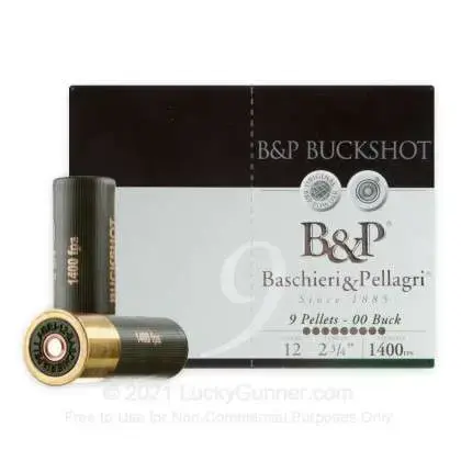 B&P Buckshot G 12 ga. 2 3/4in -00 Buck-9 pellets1400 fps 10 rds/box ammo