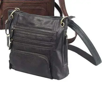 Bulldog BDP038 Cross Body Purse w/Holster Black Leather Most Sm Pistols & Revolvers Ambidextrous Hand