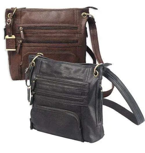Bulldog BDP039 Cross Body Purse w/Holster Brown Leather Most Sm Pistols & Revolvers Ambidextrous Hand