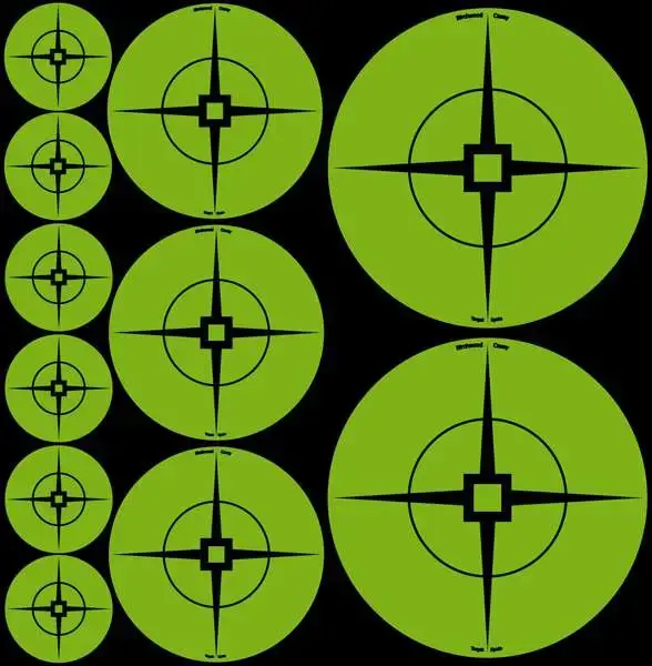 Birchwood Casey 33938 Target Spots Self-Adhesive Paper Crosshair Black Target Paper w/Green Target 60-1"/30-2"/20-3"