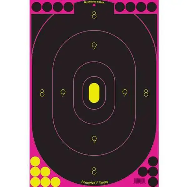 Birchwood Casey 34633 Shoot-N-C Silhouette Hanging Adhesive Paper Target Pink Target Paper w/Black Target 12" x 18" 100 Per Pack