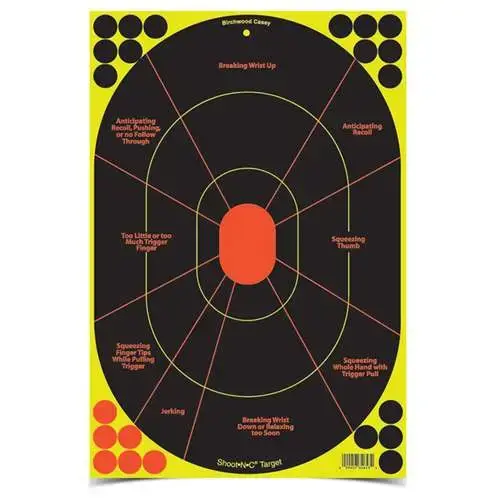 Birchwood Casey 34655 Shoot-N-C Handgun Trainer Self-Adhesive Paper 12" x 18" Silhouette Yellow Target Paper w/Black Target & Red Accents 5 Per Pack