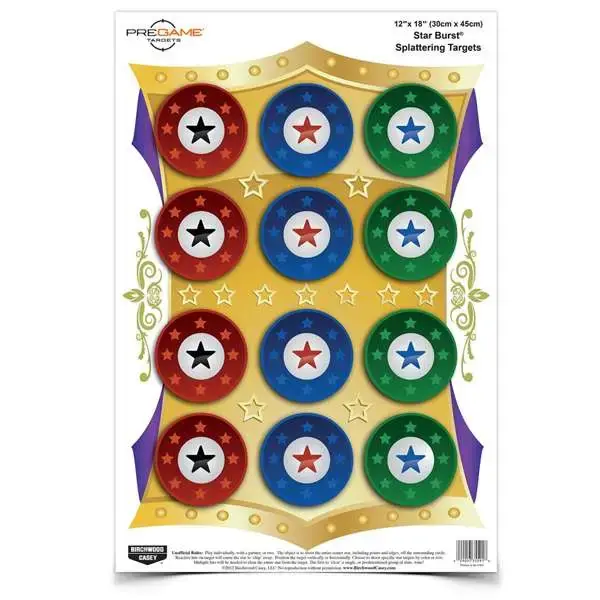 Birchwood Casey 35591 Pregame Star Burst Hanging Paper Target 12" x 18" 100 Per Pack